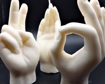 Realistic Hand Gesture Candles 3D Hand Candle Peace Sign Perfect Sign Hand Waving Trendy Home Decor Meditation Candle Gifts Handmade Natural