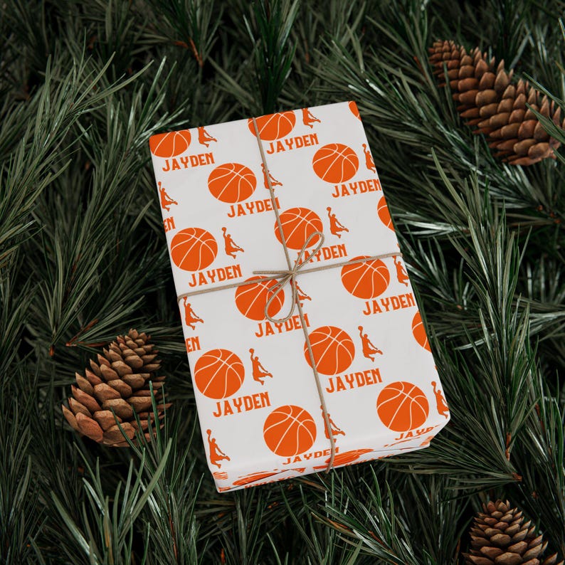 Personalized Basketball Wrapping Paper: Sports Fan Gift Wrap image 4
