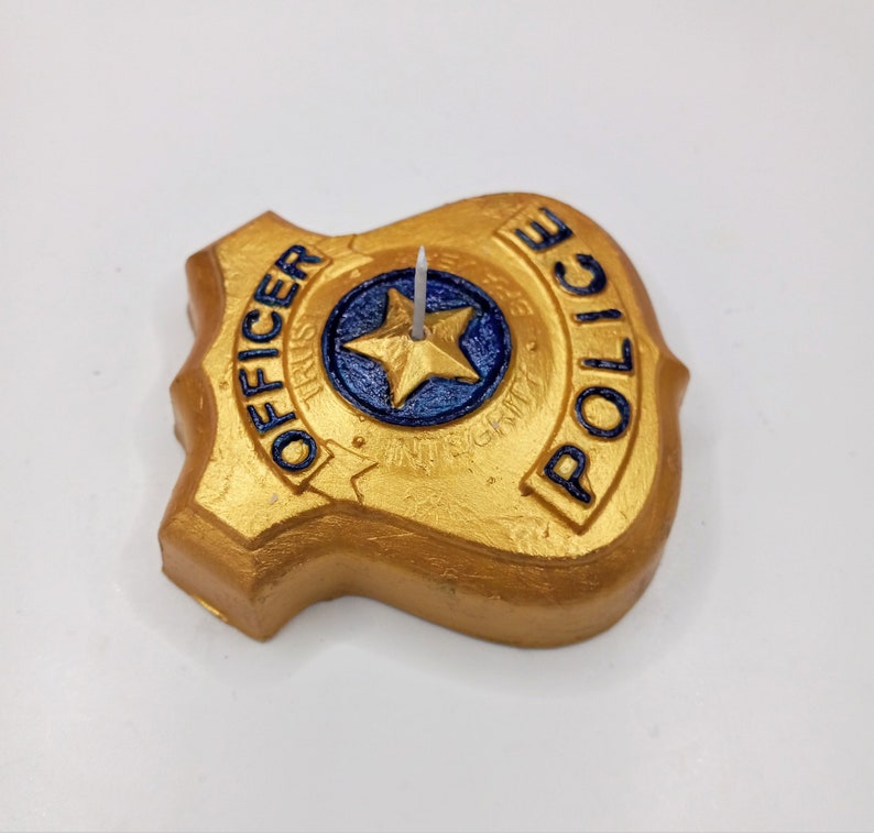 Police Badge Candle Officers Gifts Birthday Cake Topper Law Enforcement Sheriff Retirement Graduation Unique Support Proud Wife Home Decor image 3