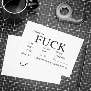 皮肉屋の友達のためのユーモラスなWhat The F*ckポストカードバンドル。封筒付き。面白いグリーティングカード。あらゆる機会に贈るギフト。風変わりなノートカード。