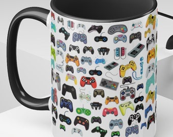 15 oz Game Controller Coffee Mug Video Game Mugs Gift for Him Gaming Gifts Birthday Gamer Kitchen Home Decor Ceramic for Husband Dad Brother