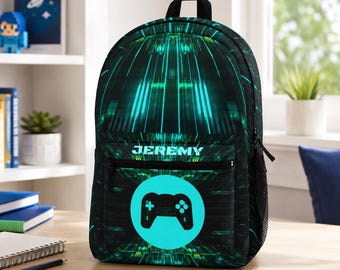 Personalized Video Game Backpack: Gamer Laptop Bag with Multiple Compartments