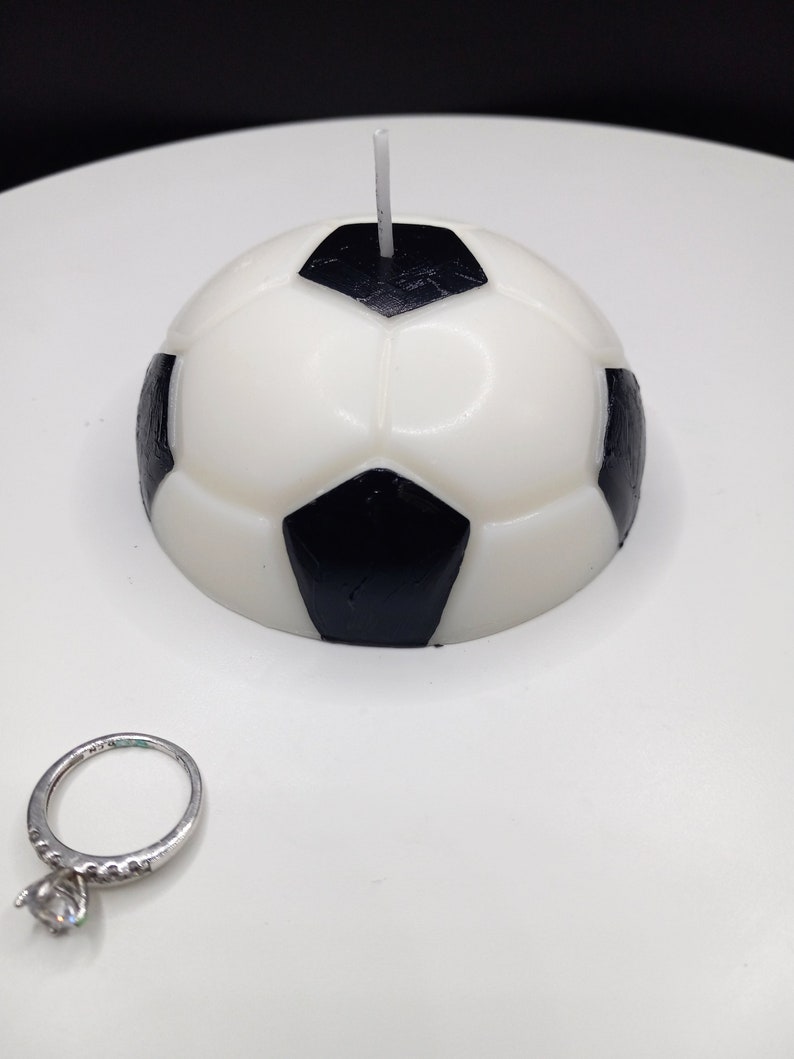 Soccer Ball Candle Cake Topper Decoration Soy Wax Sports Decor Birthday Candles Unique Game Day Party Decor Gift Ideas Decorating Soccer image 3