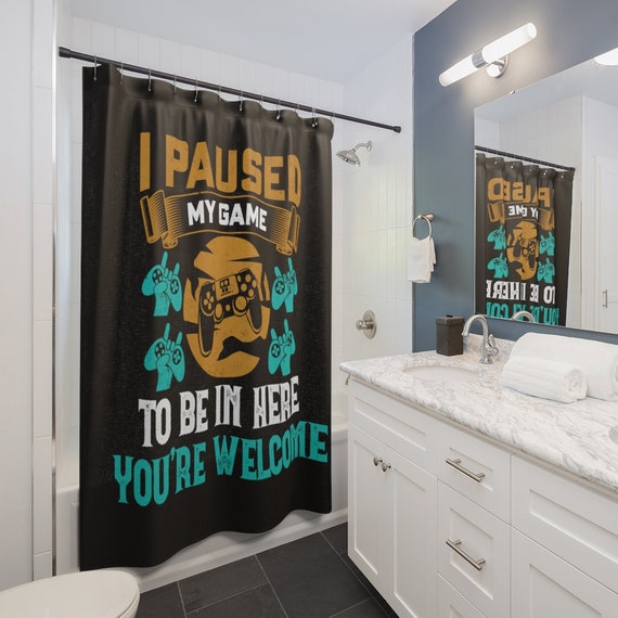 Funny Video Game Shower Curtain Boys Bathroom Curtains Home Etsy