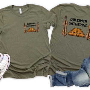 Dulcimer T-shirt Jersey Short Sleeve Tee Mountain Dulcimer Hammered Dulcimer Gathering Shirt Dulcimer Lover Group Tee Music Instrument Top image 5