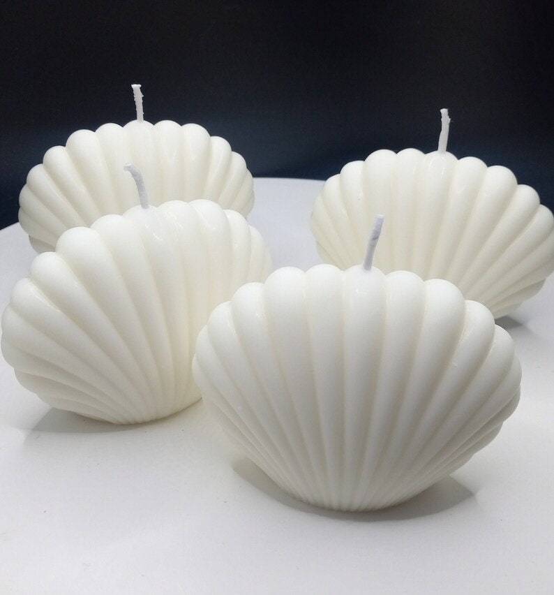 Custom SeaShell Candles Shell Home Decor Wedding Gift for Her Soy Wax Unique Candle Pearl Candle Shell Ocean Beach Home Luxury Natural Eco image 2