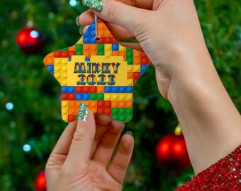 Custom Name Building Block Ornament Date Ornaments Year Christmas Ornament Personalized Boys Ornament 2023 Builder Tree Decor Personalized