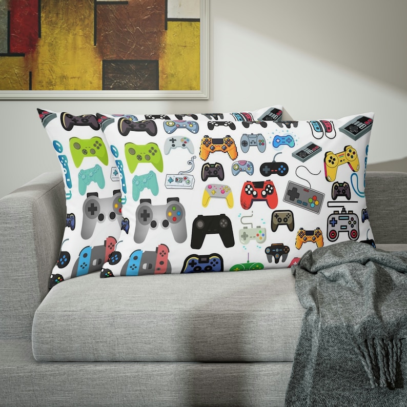 Video Game Pillow Sham Pillow Cases Gift for Him Boys Gaming Bedroom Decor Gamer Game Controller Print Birthday Gifts Bedding Pillow Cover image 1