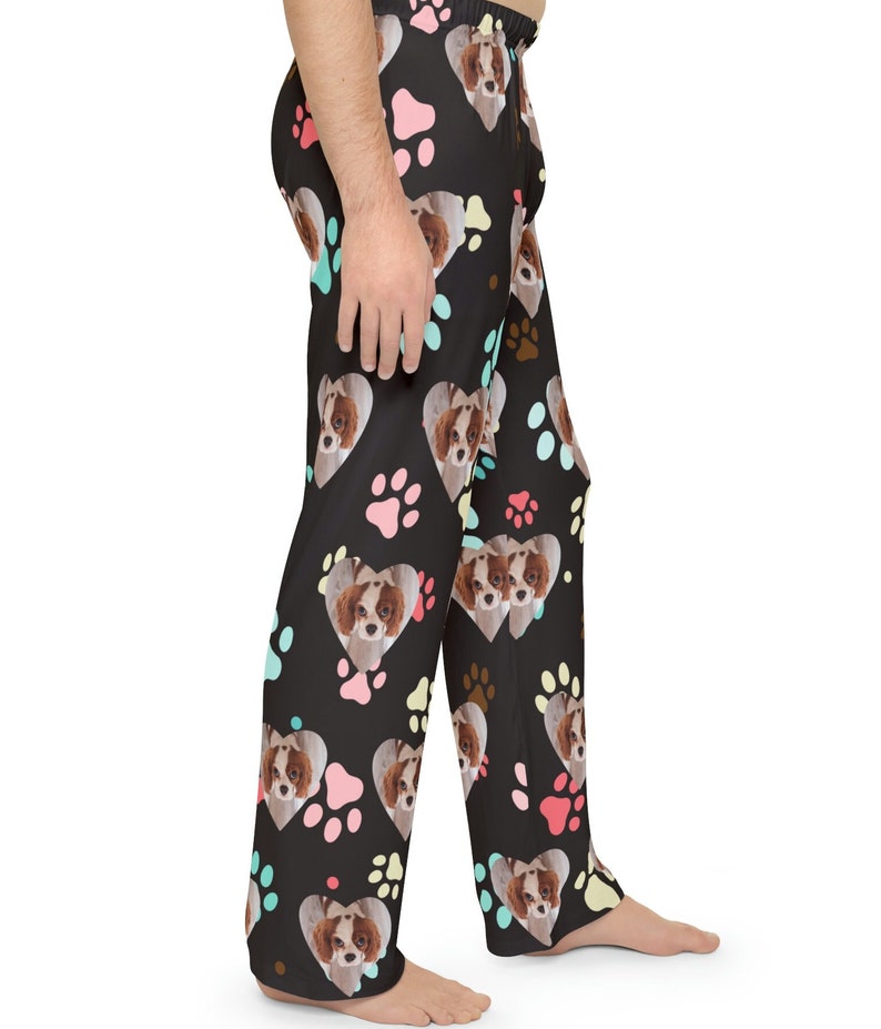 Custom Pet Heart Photo Bottoms Personalized Pants with Photo Face Dog Picture Photo Heart Dad Gifts Him and Her PJ Gift with Picture of Pet image 2
