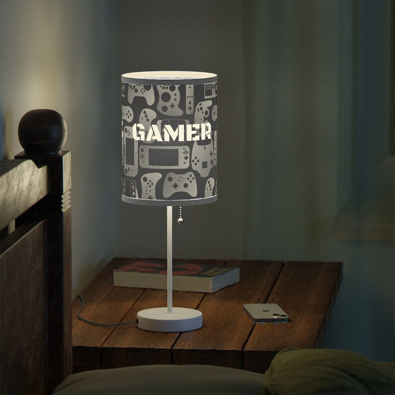 Gamer You Win Gamer Lamp on a Stand Lamp Gift for Him Gamer Gift Video Game Birthday Game Room Decor Gifts for Husband Boys Bedroom Home image 1