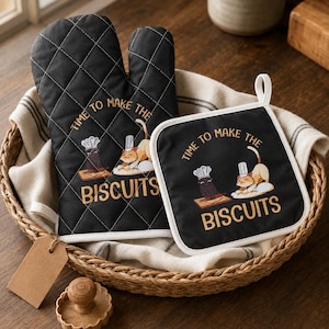 Cat Oven Mitt: Funny "Time To Make Biscuits" Kitchen Decor