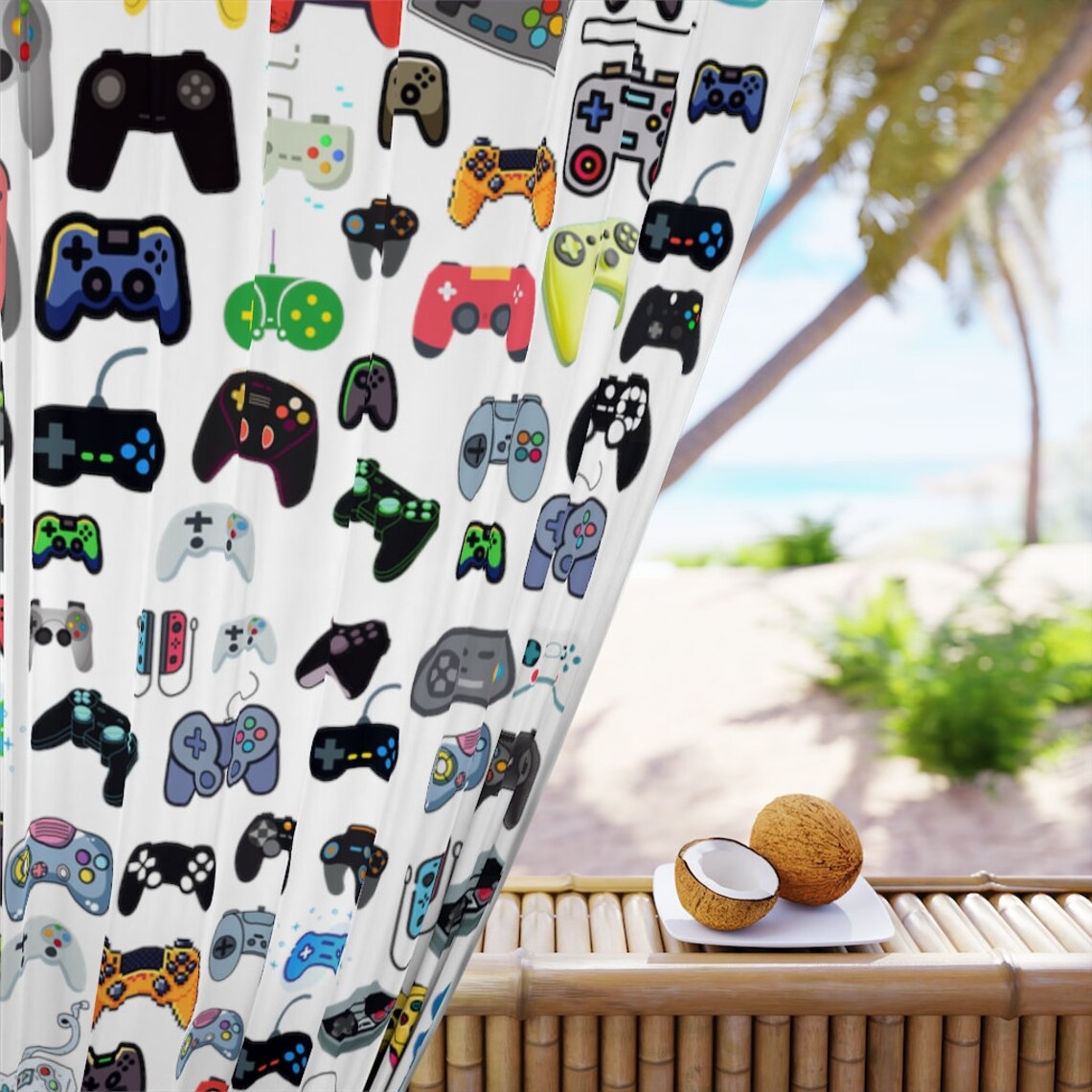 Video Game Curtain Game Room Decor Bedroom Curtains Gaming Etsy