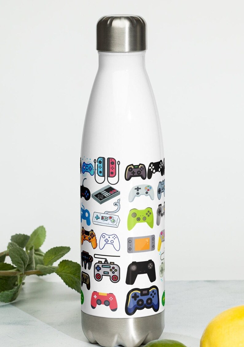 Game Controller Stainless Steel Water Bottle, Video Game Gift, Insulated Flask, Gift for Him, Gamer Birthday Party, Gamer Gift, Video game image 8