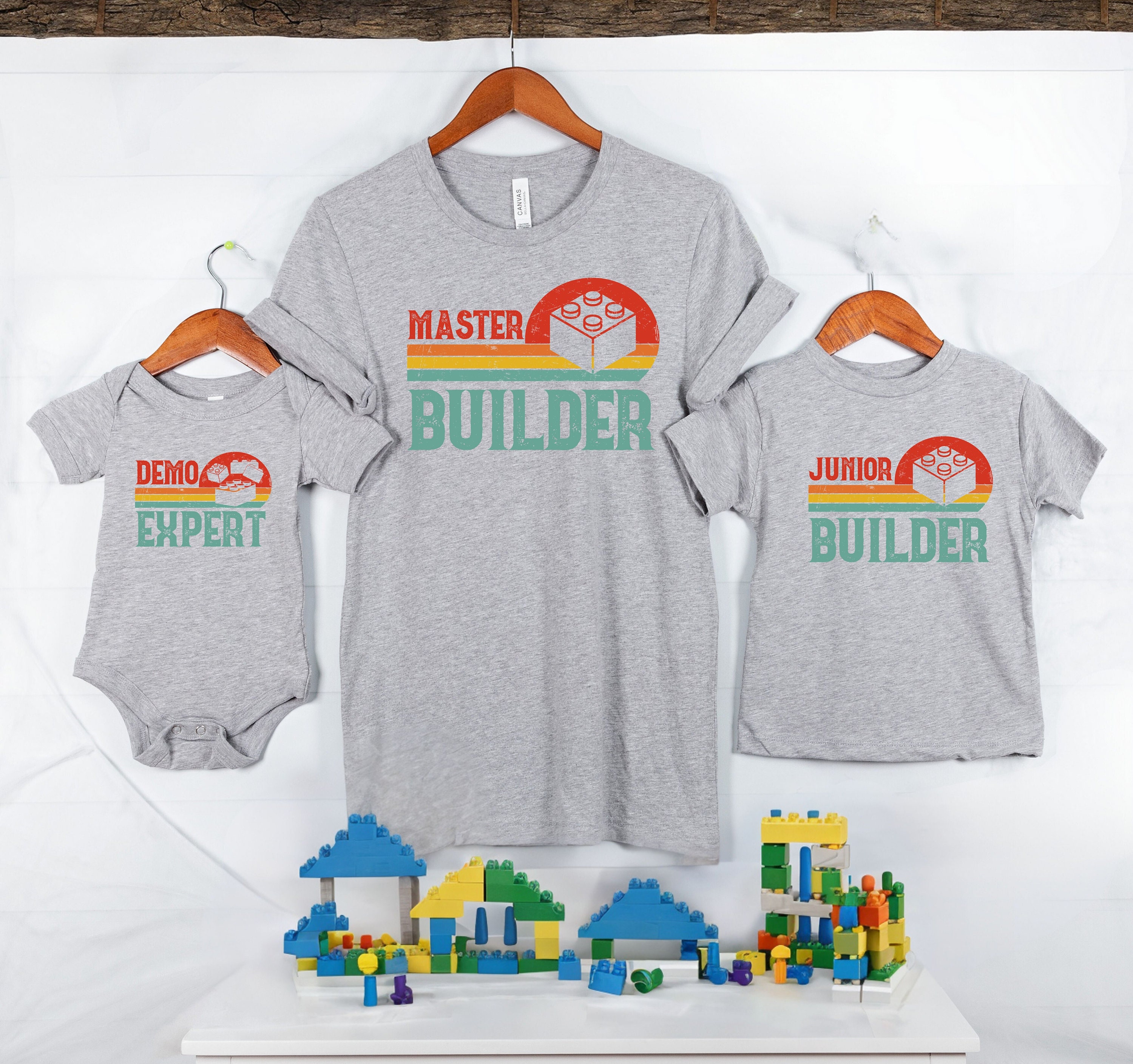 Retro Block Building Shirt: Builder Family Matching Gift - Etsy
