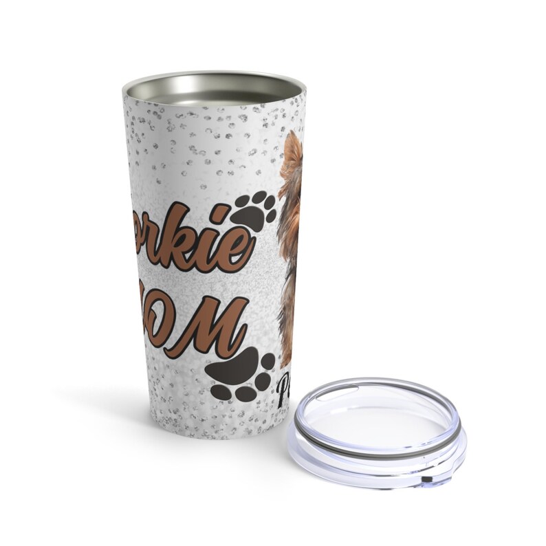 Personalized Yorkie Mom Tumbler 20oz Insulated Travel Coffee Mug Dog Lover Gift Yorkshire Terrier Mama Gift to Her Skinny Tumbler image 8