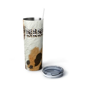 Mama Western Cow Print Tumbler with Straw Insulated Drink image 3