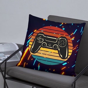 Retro Gaming Pillow Game Room Décor Gamer Gift Video Game Controller Boys Birthday Gifts for Him Decorative Pillow with Cover Accent Couch image 4