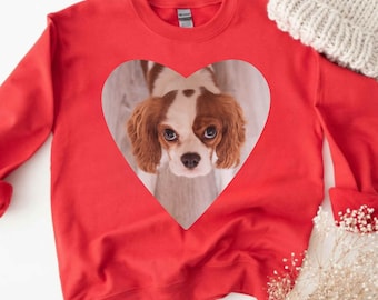 Custom Photo Sweatshirt Heart Picture Sweatshirts Photo Shirts Personalized Image Gifts Custom Pullover Picture Gift Custom Face Shirt Gift