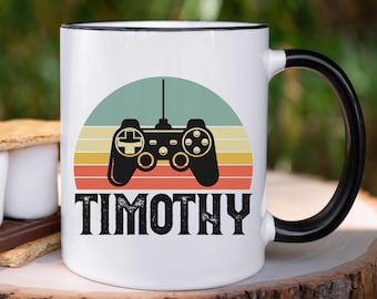 Personalized Retro Video Game Mug Game Controller Coffee Mug Video Game Mugs Gift for Him Gaming Gifts Birthday Gamer Custom Name