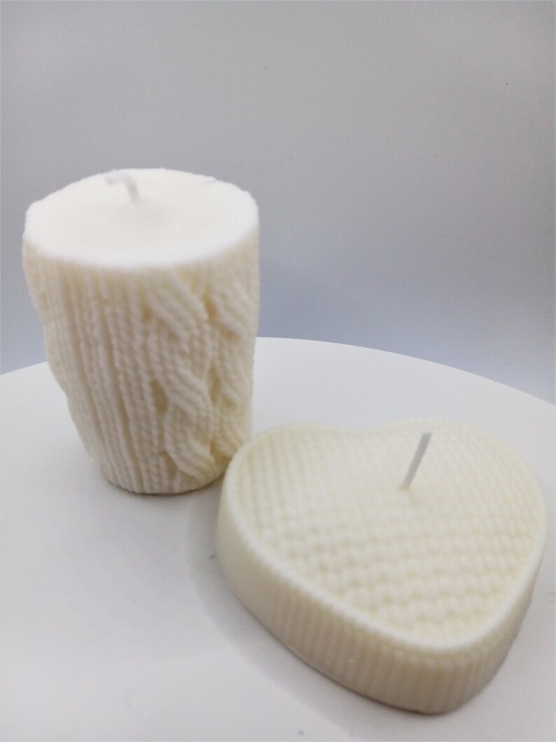 Knit Candles Pillar Votive Candle Set Crochet Lover Gift for image 1