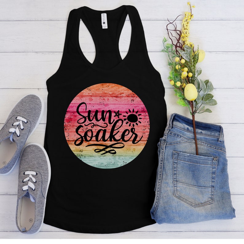 Sun Soaker Beach Tank Summer Tank Womens Tanks Distressed Retro Racerback Shirts Sailboat Lake Life Boating Tee Cute Cruise Top Vacation image 4