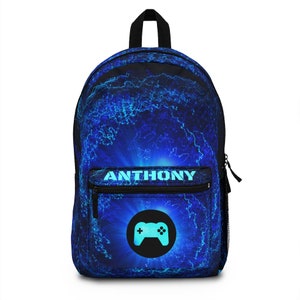 Custom Boys Backpack Video Game Backpacks Gamer Gift Birthday Gifts for Him School Supplies Lightweight Laptop Bag Rucksack Personalize Name image 1