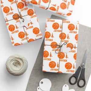 Personalized Basketball Wrapping Paper: Sports Fan Gift Wrap image 2