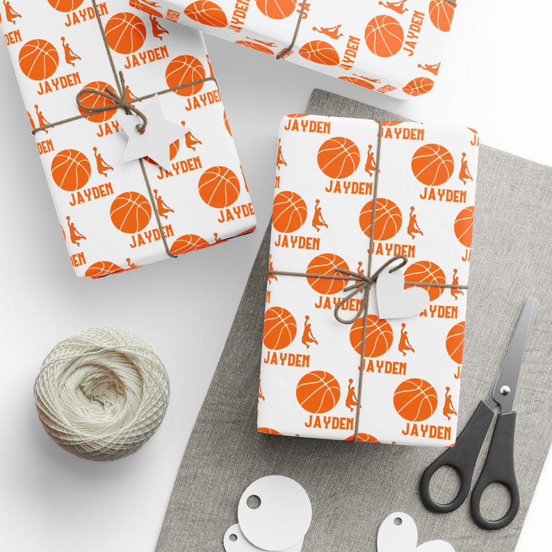 Personalized Basketball Wrapping Paper: Sports Fan Gift Wrap image 2