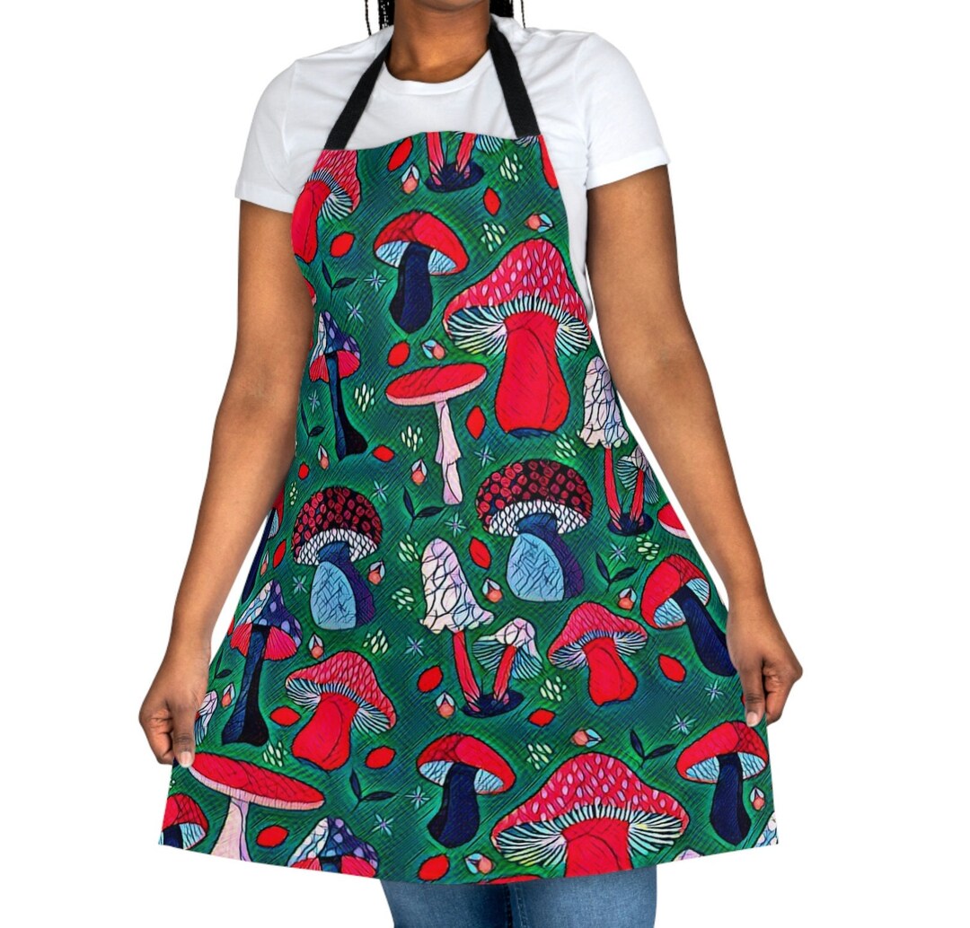 Mushroom Apron Toadstool Kitchen Apron Decor Cottagecore Gift for Her ...