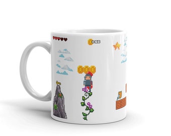 Retro Gamer Mug  2D 16 Bit Adventure Mug Video Game Graphic Mug Funny Vintage Gamer Gift Gaming Mug Gift for Him Gift for Husband Gift Funny