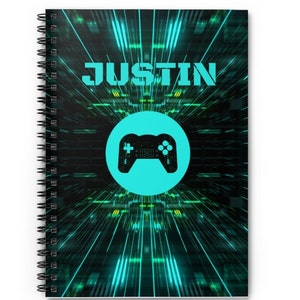 Personalized Video Game Notebook Custom Name Gift for Him Spiral Bound Notebooks Gaming Journal Back to School Supplies Gamer Boys Birthday image 5