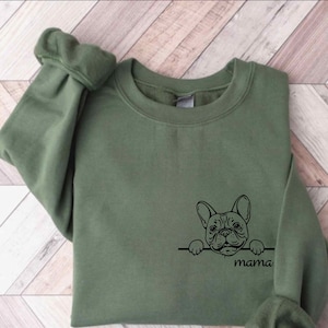 Frenchie Mama Sweatshirt French Bulldog Sweatshirts Crewneck Dog Sweatshirt Frenchie Mom Sweater Bull dog Fall Dog Gift for Her Frenchie Mom image 1