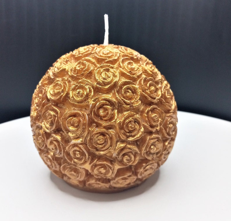 Rose Ball Candle Home Decor Unique Candles Centerpiece Gift for Her Gifts Aztec Gold Luxury Spa Wax Meditation Therapeutic Handmade Candle image 7