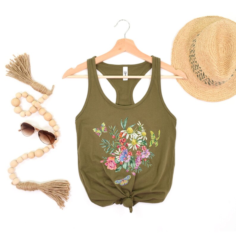 Flower Shirt Gift For Her Flower Tank Top Aesthetic Floral image 1