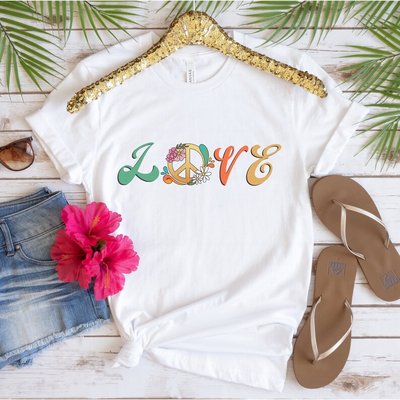 Love Shirt 70's Hippie Shirts Womens Clothing Boho T-shirt image 1