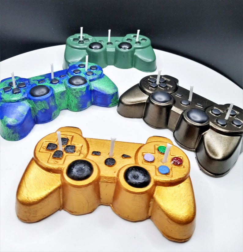 Variety of game controller candle color options.  Bright and colorful ideas for customization and personalization.