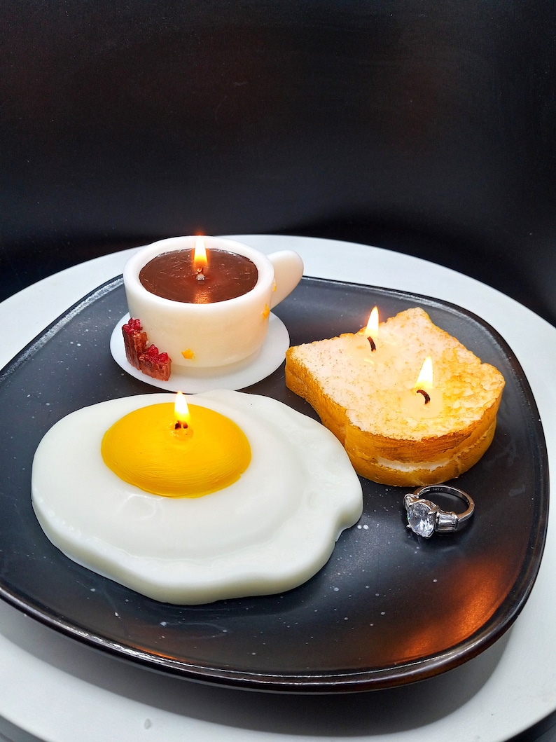 Toast Candle Breakfast Candles Handmade Gifts Fried Egg Coffee Cup Fake Food Art Home Decor Gag Gifts Eggs Stocking Stuffer Food Shape Bread image 4