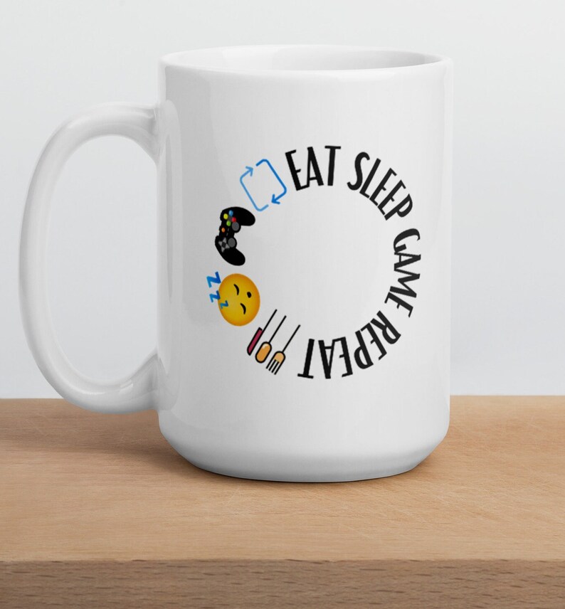 Eat Sleep Game Repeat Coffee Mug Gamer Gift Tea Mugs Funny Gaming Cup Video Game Birthday for Dad Fathers Day Son Husband Boyfriend Gifts image 2