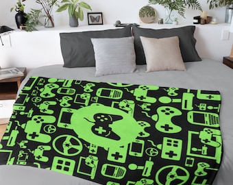 Video Game Throw Blanket Game Room Decor Birthday Gifts Gamer Gift for Dad Son for Him Soft Cozy Gaming Game Controller Couch Throw Teen Boy