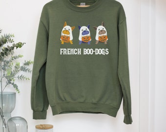 Frenchie Sweatshirt French Boo-Dogs Halloween Crewneck Dog Sweatshirt Frenchie Mom Sweater Bulldog Fall Dog Sweatshirts Costume