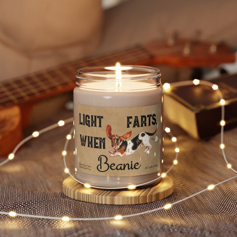 Basset Hound Candle Personalized Gift Light When Name Farts image 1