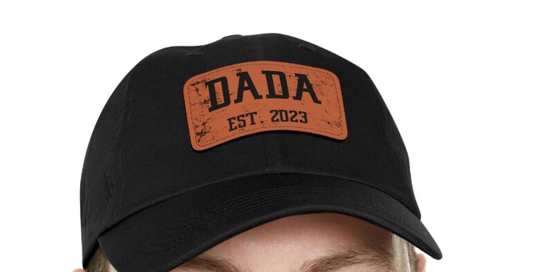 Custom Dada Est Hat Personalize Name and Year Gift For A New Dad or Grandpa Gift Leather Patch Hat Custom Name Hat Uncle Cousin Hats image 5