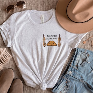 Dulcimer T-shirt Jersey Short Sleeve Tee Mountain Dulcimer Hammered Dulcimer Gathering Shirt Dulcimer Lover Group Tee Music Instrument Top image 1