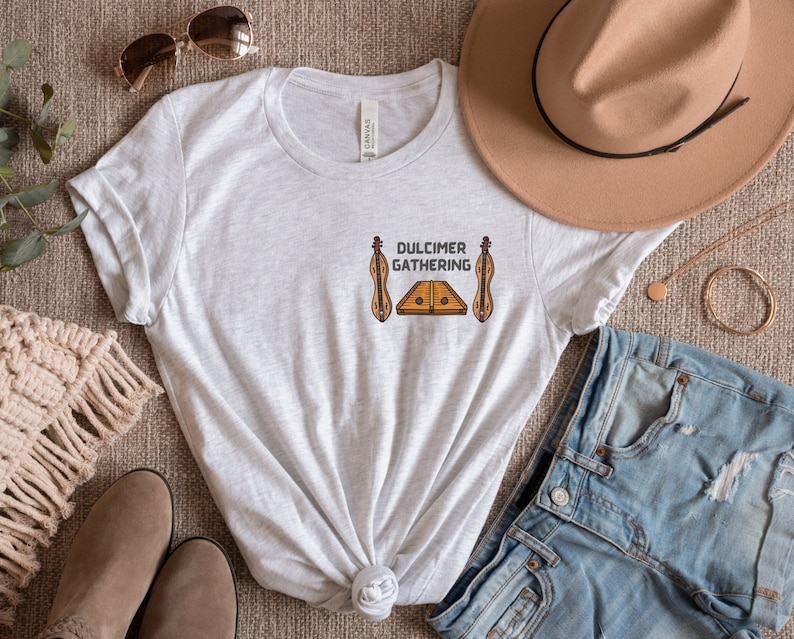 Dulcimer T-shirt Jersey Short Sleeve Tee Mountain Dulcimer Hammered Dulcimer Gathering Shirt Dulcimer Lover Group Tee Music Instrument Top image 1