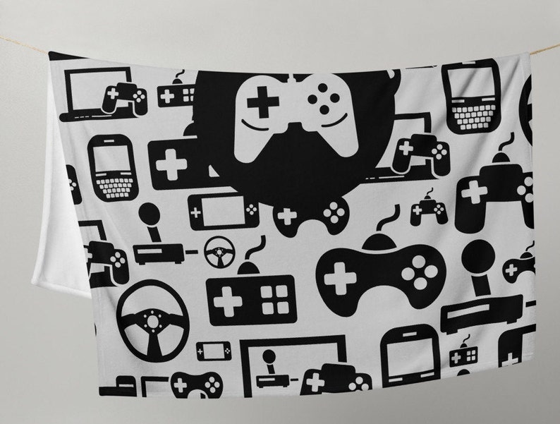 Game Controller Throw Blanket Game Room Decor Gaming Gift Video Game Birthday Dad Son Gift for Him Girl Gamer Present Dorm Bedding Gamer image 4
