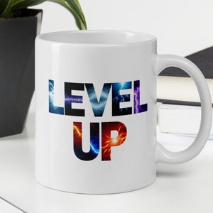 LEVEL UP Mug Gamer Birthday Gaming Gift Game Controller Mug Gamer Gift for Him Promotion Gift Graduation Video Game Mug New Dad Husband image 1