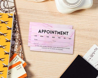 Pink Marble Appointment Reminder Cards: Salon & Spa Thank You Notes