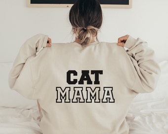 Cat Mama Sweatshirt Cat Mom Shirt Womens Clothing Pullover Back Printing Shirts Sweatshirts for Women 3x 4x 5x Plus sizes Oversized Options