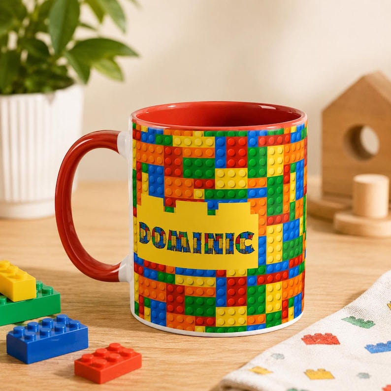 Personalized Building Block Mug: Custom Name Gift for Kids - Etsy
