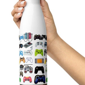 Game Controller Stainless Steel Water Bottle, Video Game Gift, Insulated Flask, Gift for Him, Gamer Birthday Party, Gamer Gift, Video game image 2